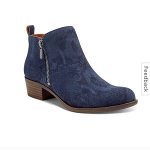 Lucky Brand Suede Animal Print Snakeskin Zipper Booties